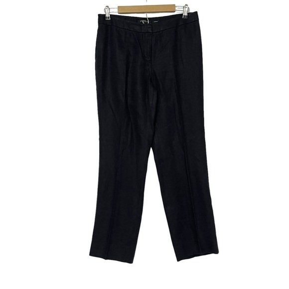 Lafayette 148 New York Barrow Black 100% Linen Trouser Pants Size 10 - Picture 1 of 8